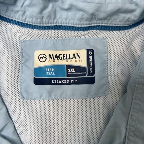 Magellan Outdoors Fish Gear Shirt- Size 2XL- Light Blue -Short Sleeve- Vented - Picture 4 of 16